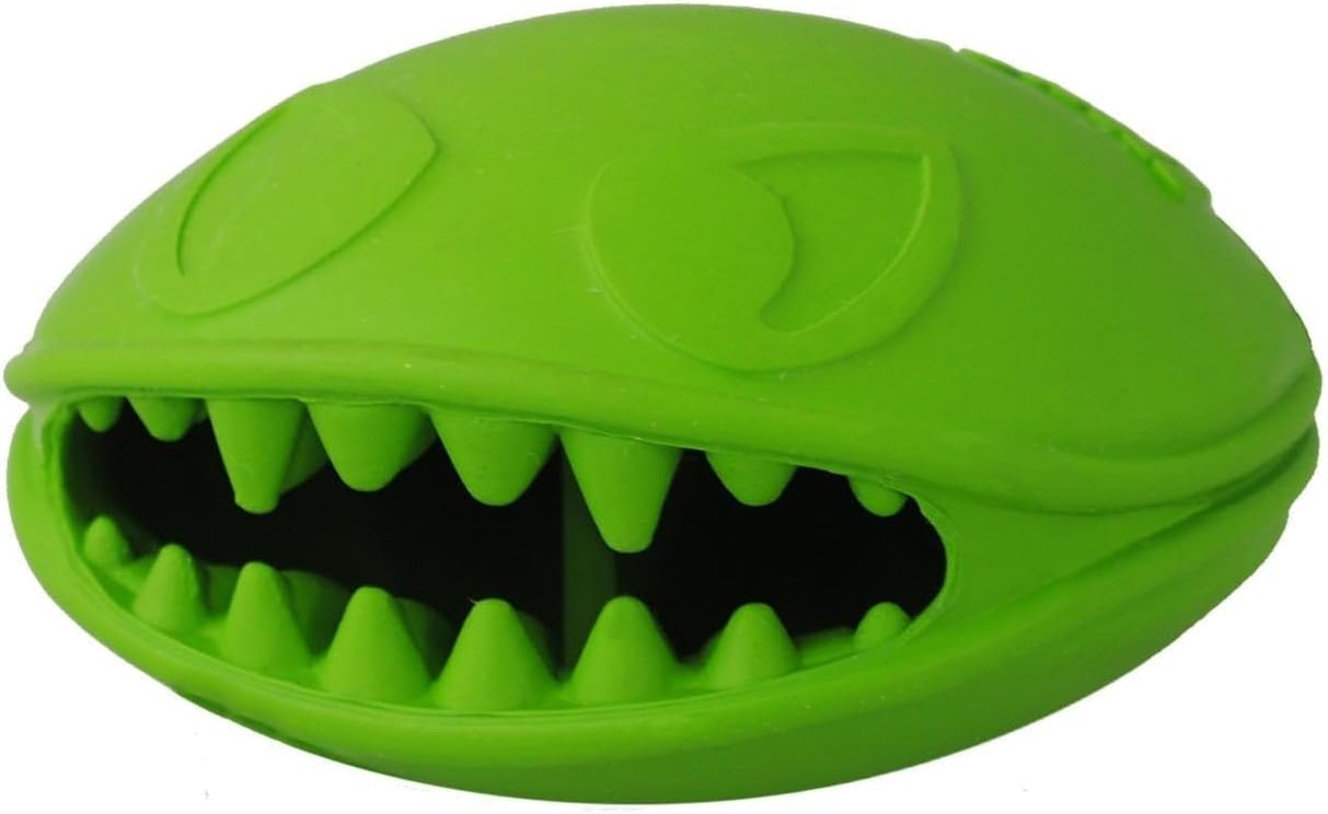 Jolly Pets Monster Mouth Oval Dog Toy/Treat Holder, 4 Inches, Green