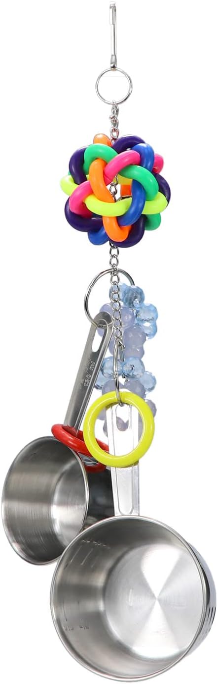 Litewoo Bird Stainless Steel Bell Toys, Safe and Stable Hanging Spoons Pipe Chew Bite Toy(D)