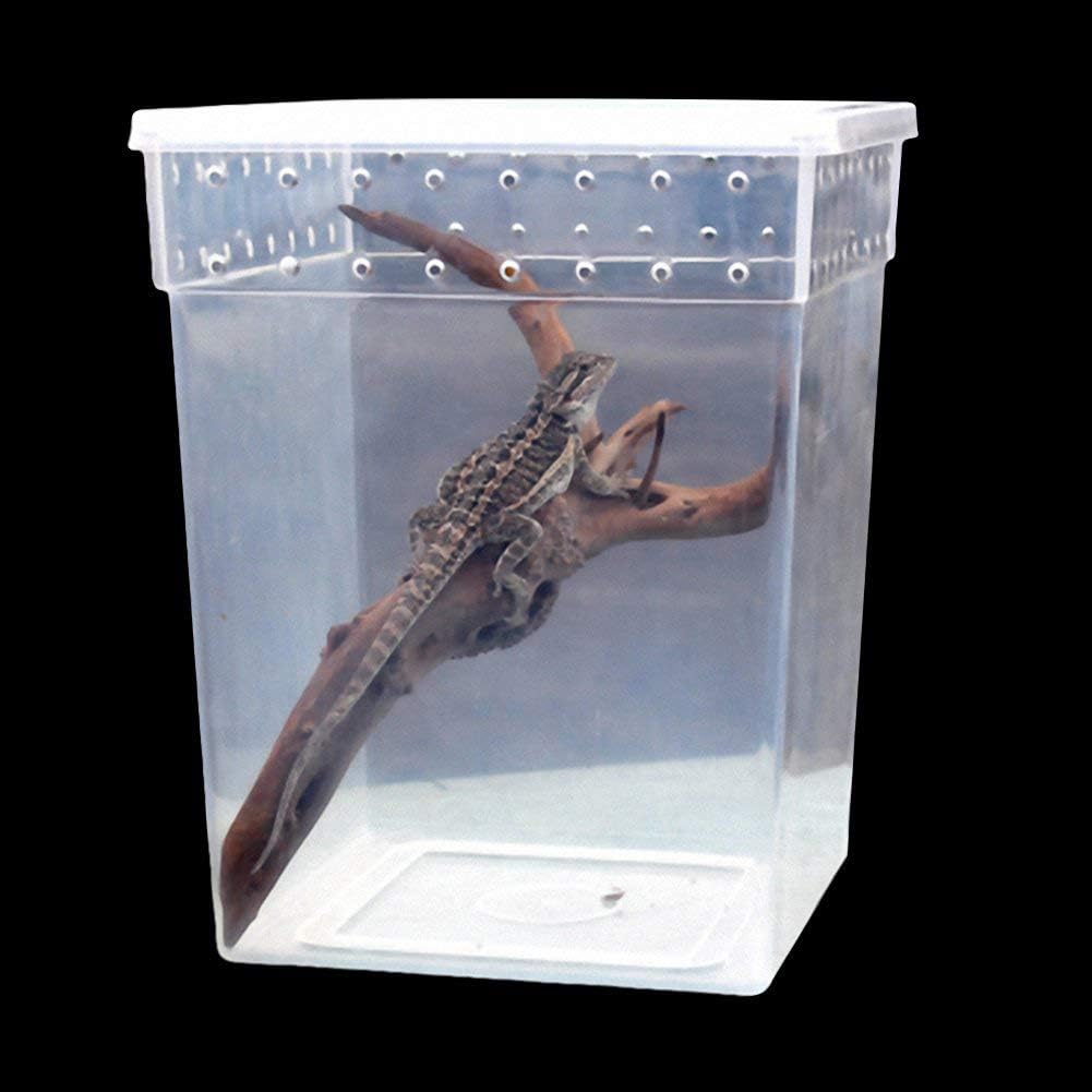 OMEM Portable Reptile Terrarium Habitat for Mini Pet Houses Breathable Holes Stackable Container (Extra H)