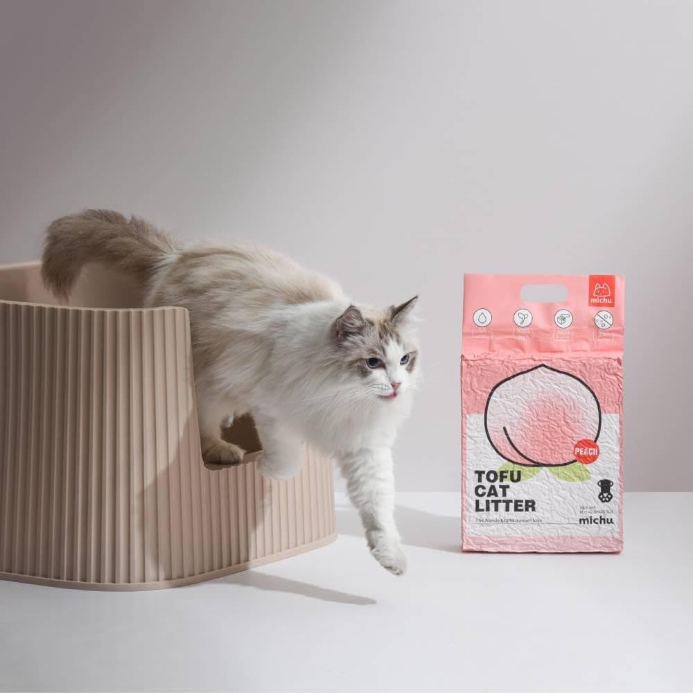 Tofu Cat Litter Natural Clumping Tofu Cat Litter, Fast Clumping and Easily Scoop-able 5.5lb/88oz 5 Scents - Original, 8 Pack