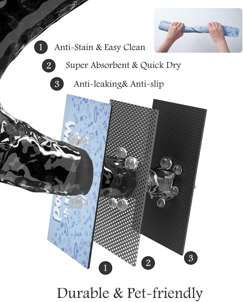 Pet Feeding Mat-Absorbent Dog Mat for Food and Water Bowl-No Stains Quick Dry Water Dispenser Mat-Dog Accessories Pet Supplies-Bowl for Messy Drinkers(PAW,12"x19"