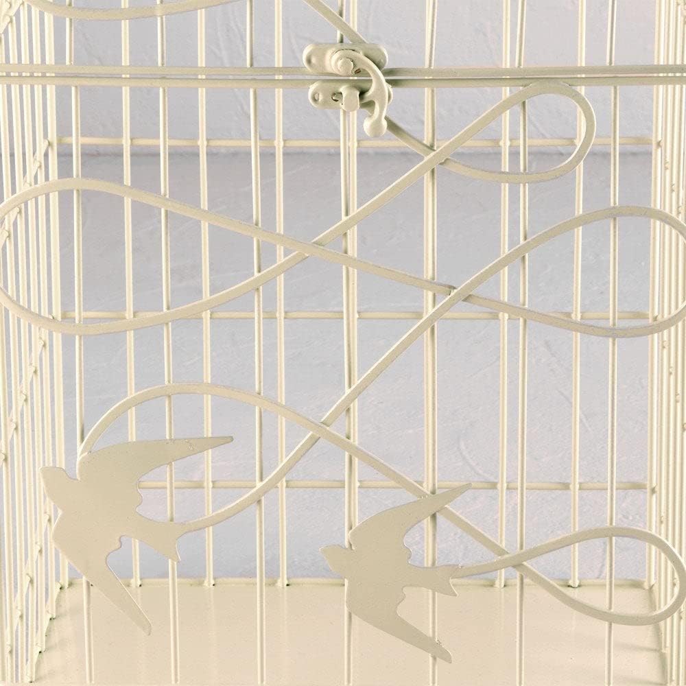 WEDDINGSTAR Ivory Modern Decorative Birdcage Wishing Well with Birds in Flight, 10" x 8" x 16 3/8" Tall (9117-79)