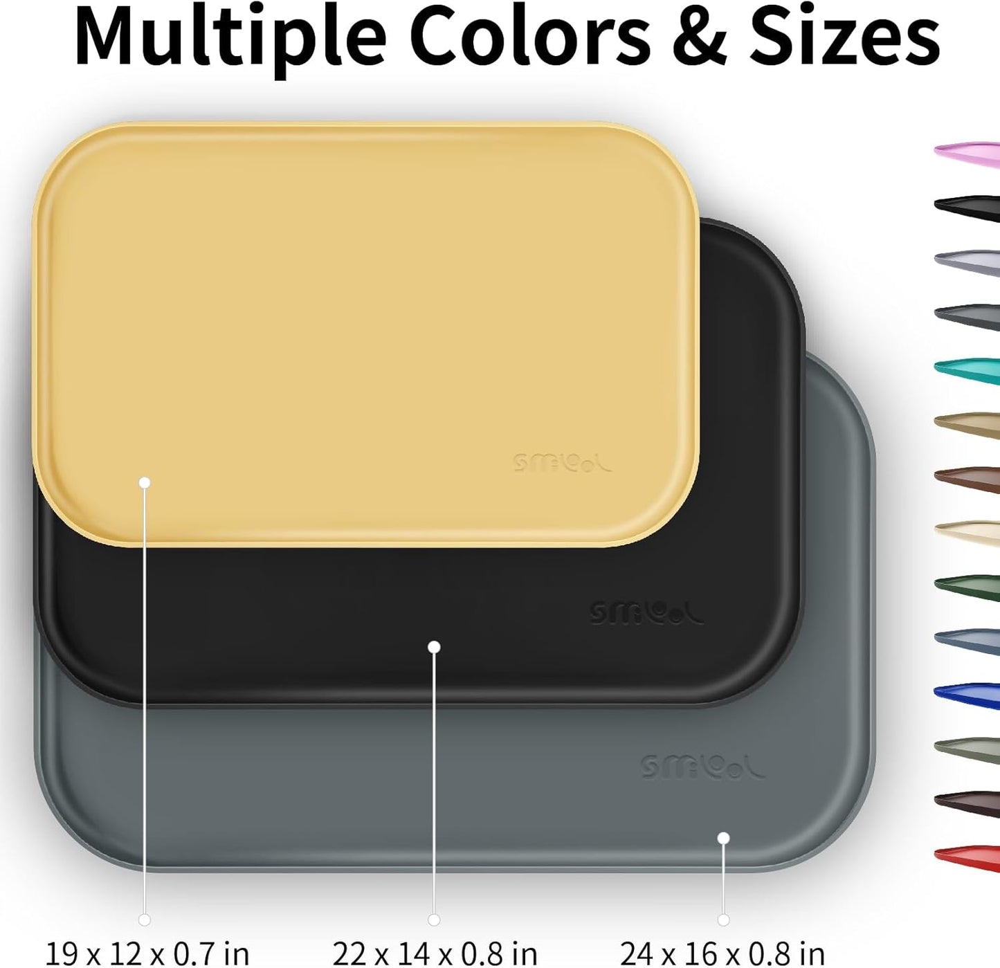 Silicone Pet Feeding Mat with Raised Edge for Food and Water, Dog Bowl Mats, Cat Bowls Placemat with High Lip for Floor Waterproof, Rubber Tray for Cats and Dogs 19 x 12 x0.7 Slate Blue