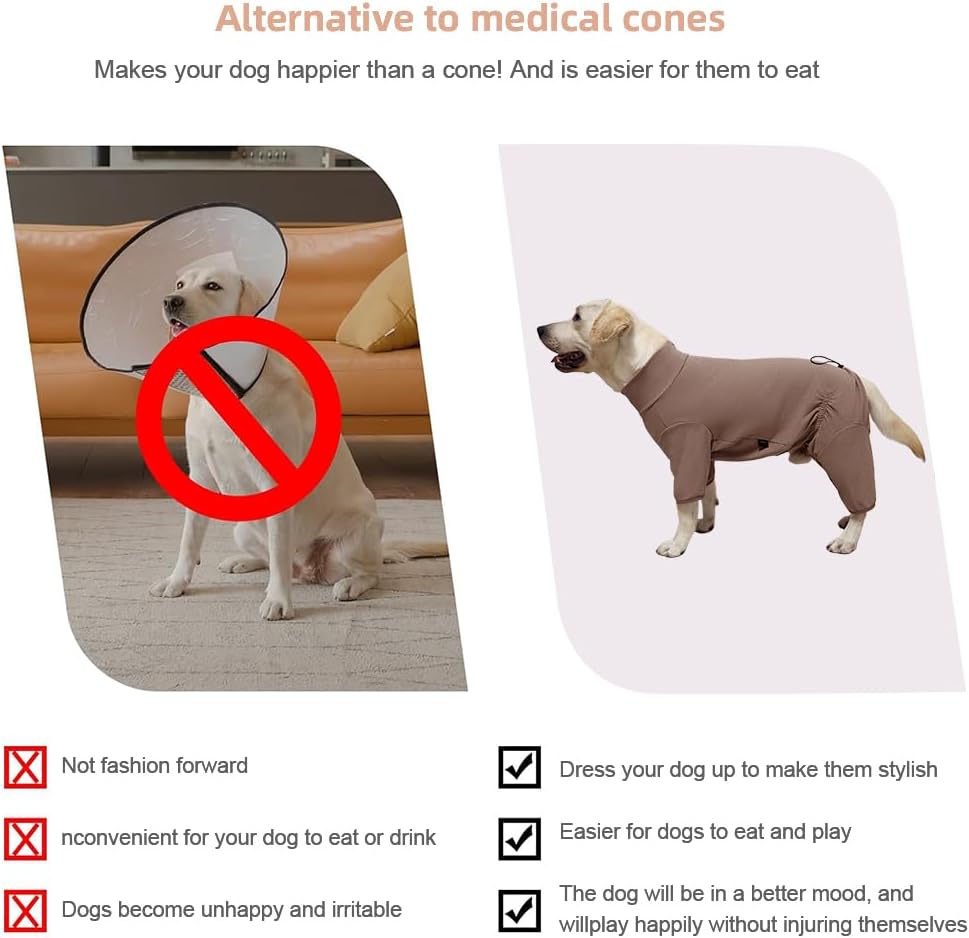 Dog Pyjamas PJS Sweater Clothing and Home Clothing Suitable for Medium to Large Breeds of Dogs, Dog Neutering Suits, Extra-Large Stretch Fabric, Four-Legged Clothe(Thickened Coffee, 3XL)