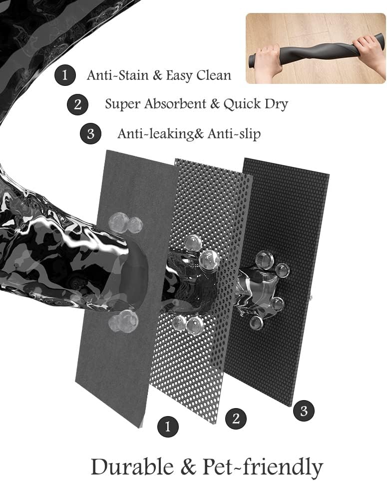 Pet Feeding Mat-Absorbent Dog Mat for Food and Water Bowl-No Stains Quick Dry Water Dispenser Mat-Dog Accessories Pet Supplies-Bowl for Messy Drinkers(Darkgrey,17"x34"