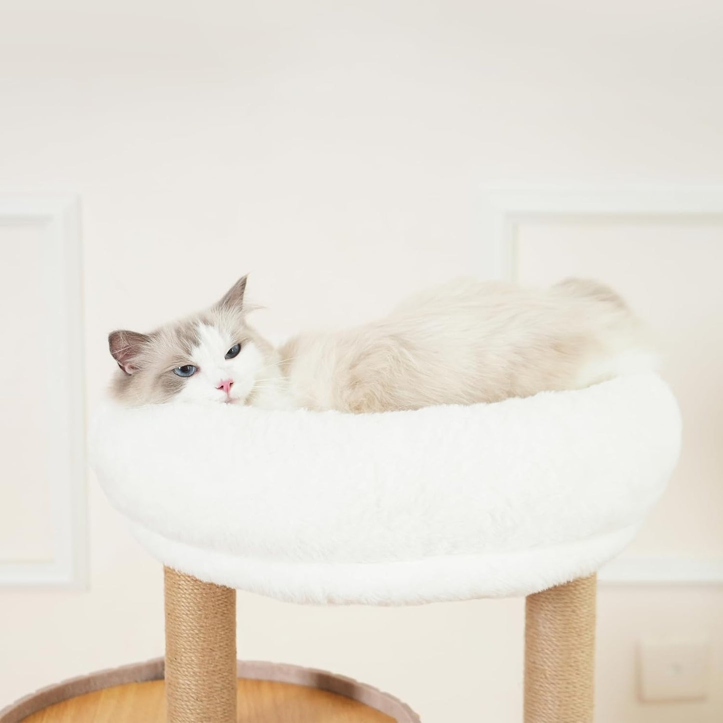 Cat Tree Tower with 2-Storey Large Felt Cat Bed Cave, Cozy Cats Tunnel Condo with Washable Cushions, 36.6"