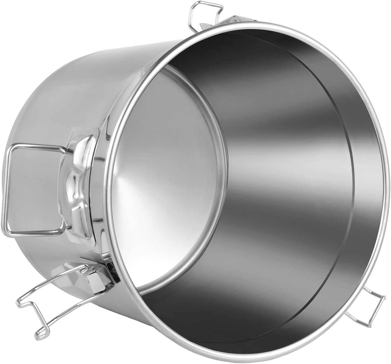 DYNAMI 8.7Gal 304 Stainless Steel Airtight Container with Lid and Locking Clamp,28-60Lbs Metal Bucket Large Food Storage Container Stainless Steel Milk Can,for Rice, Flour,Oil,Soup(33L)