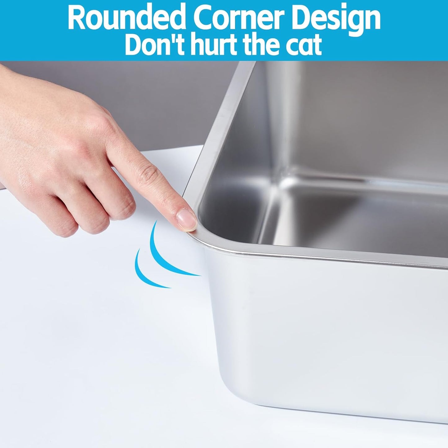 Stainless Steel Litter Box Easy Clean,-Large Metal Litter Box for Cats, High Sided Metal Litters Boxes, No Smell, Non Stick, Odor Proof, Indoor Outdoor