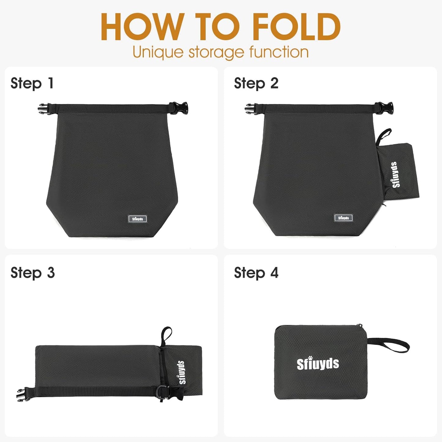 Dog Food Travel Bag,40-Cup Pet Food Storage Containers with 2PCS Collapsible Dog Travel Bowls,Waterproof Kibble Storage Container(Black, Large)