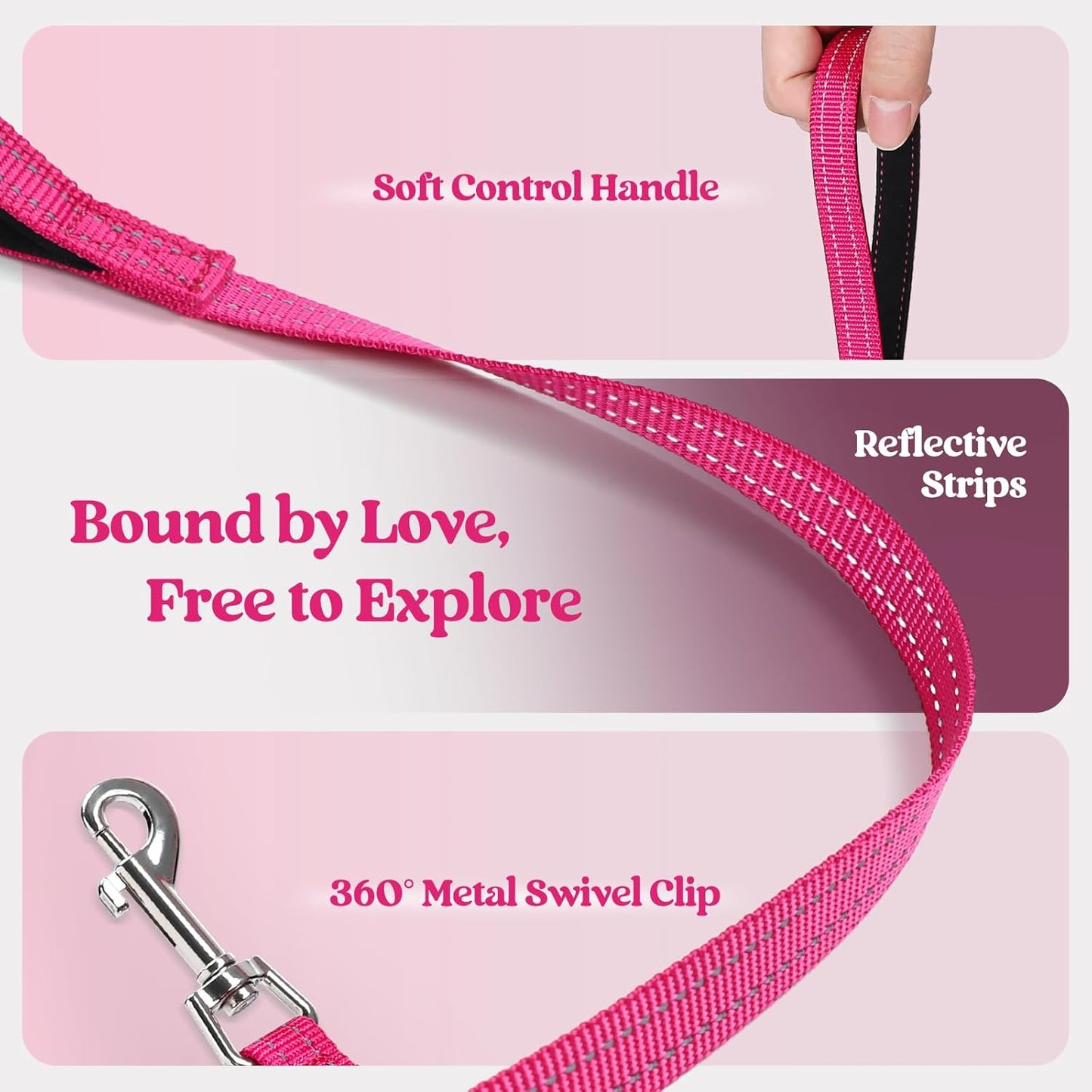 rabbitgoo Dog Harness Small Sized and Leash Set, Step in Soft Light Puppy Vest, Breathable Mesh Pet Harness, Reflective for Safe Easy Walking, Rose Red S