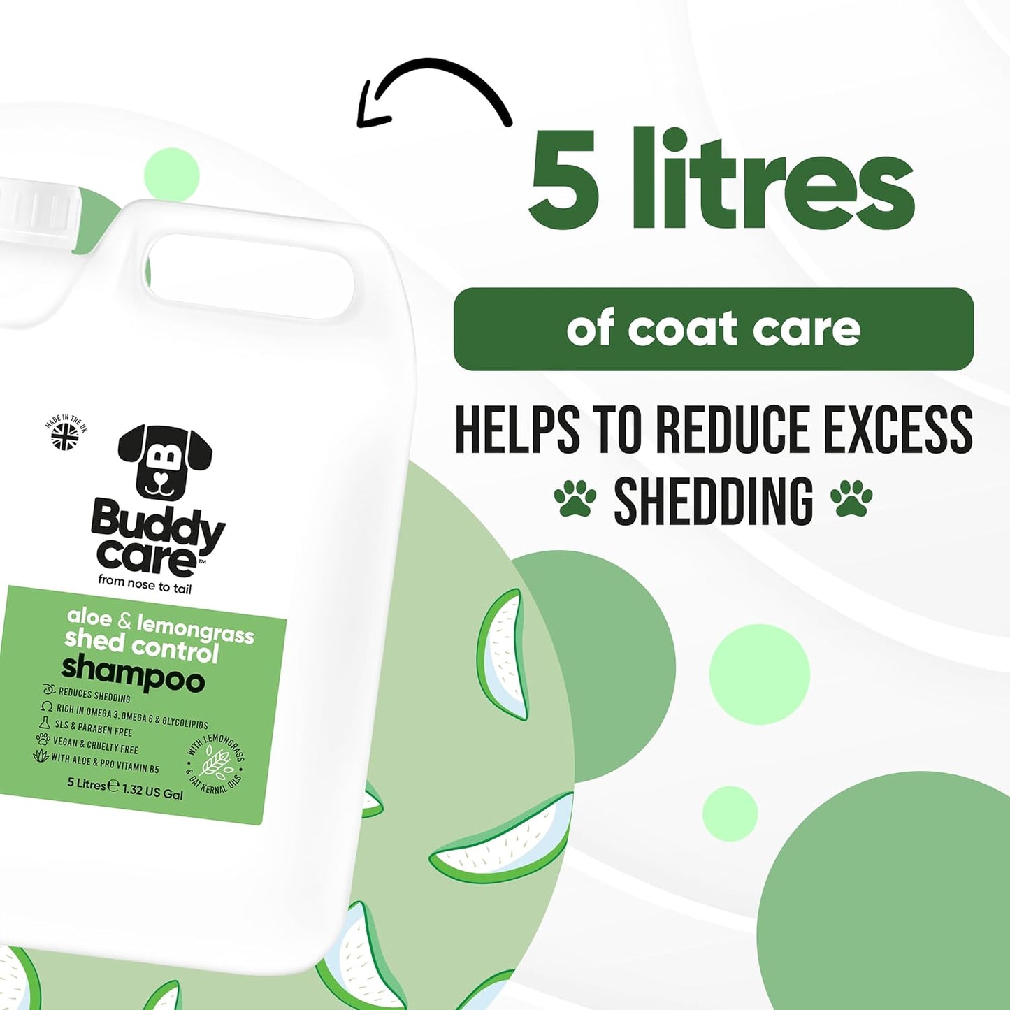 Shed Control Dog Shampoo Aloe & Lemongrass Scented | with Aloe Vera and Pro Vitamin B5 (169.07oz)