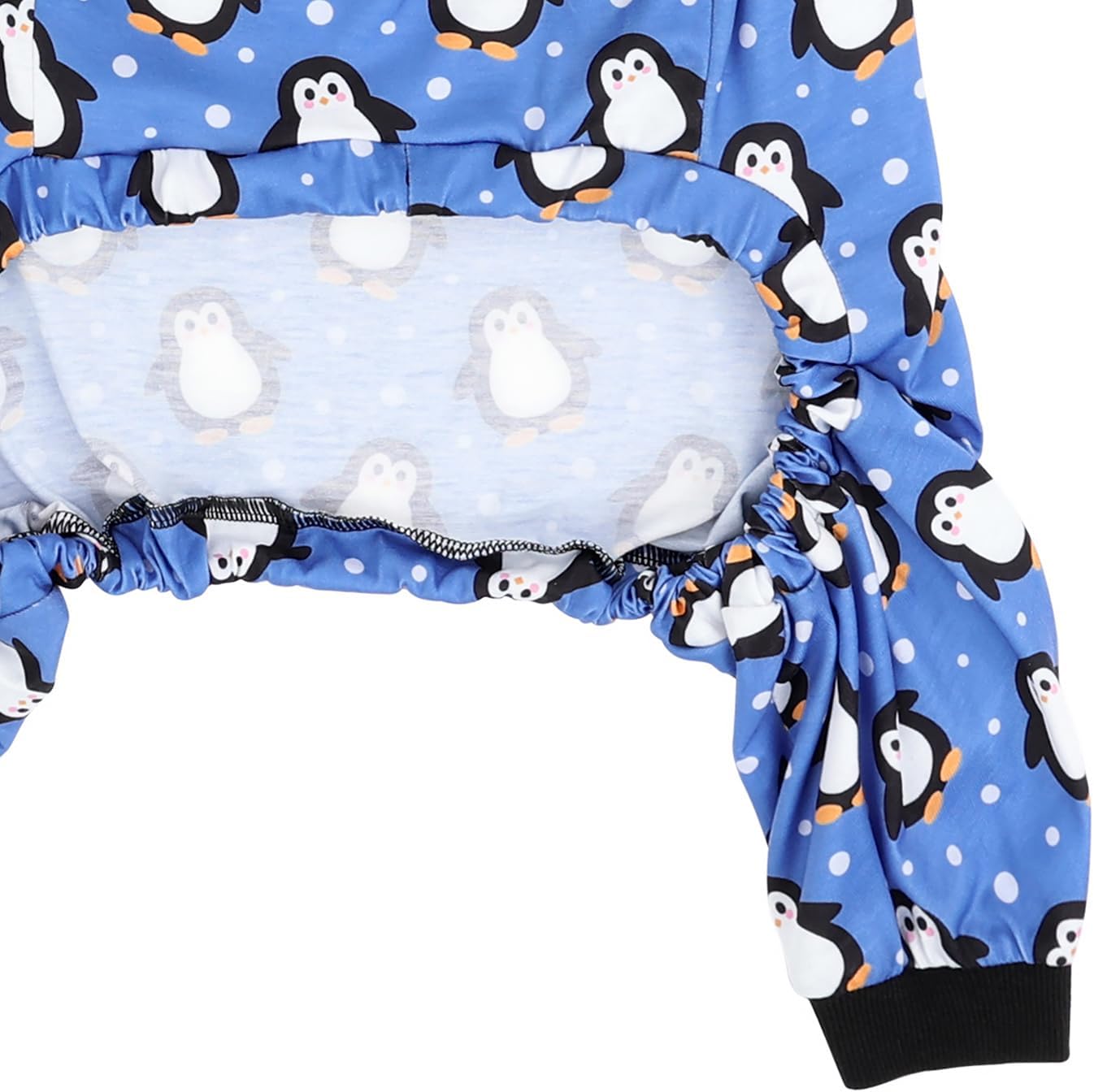 HDE Dog Pajamas One Piece Jammies Jumpsuit Pet Clothes Outfit Stretchy Lightweight Comfy Shirt Pjs for M-3XL Dogs Penguin Polka Dots - XL