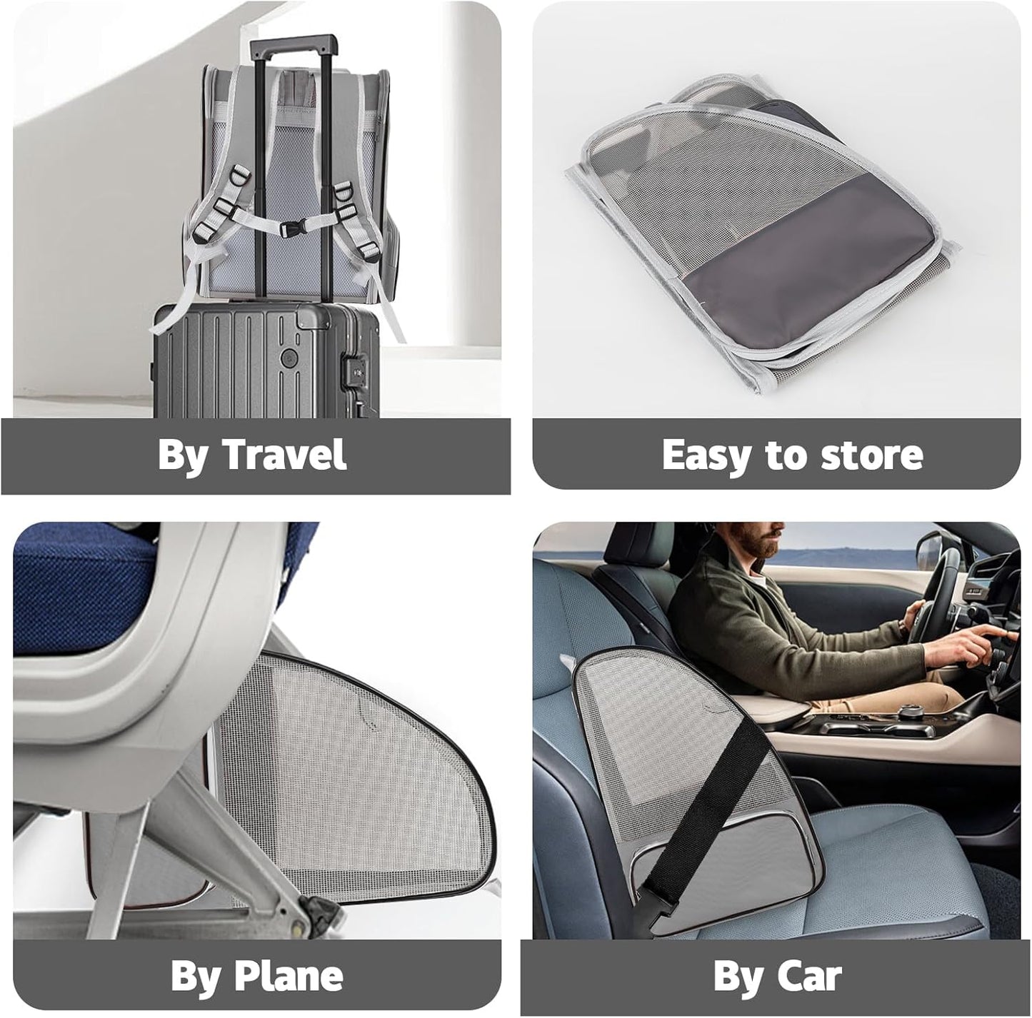 Cat Backpack Carrier,Pet Carrier Airline Approved for Small Dog Cat Puppy Kitten Bunny,Ventilated Mesh Design Animal Backpack for Hiking Camping Travel Bag (Light Grey)