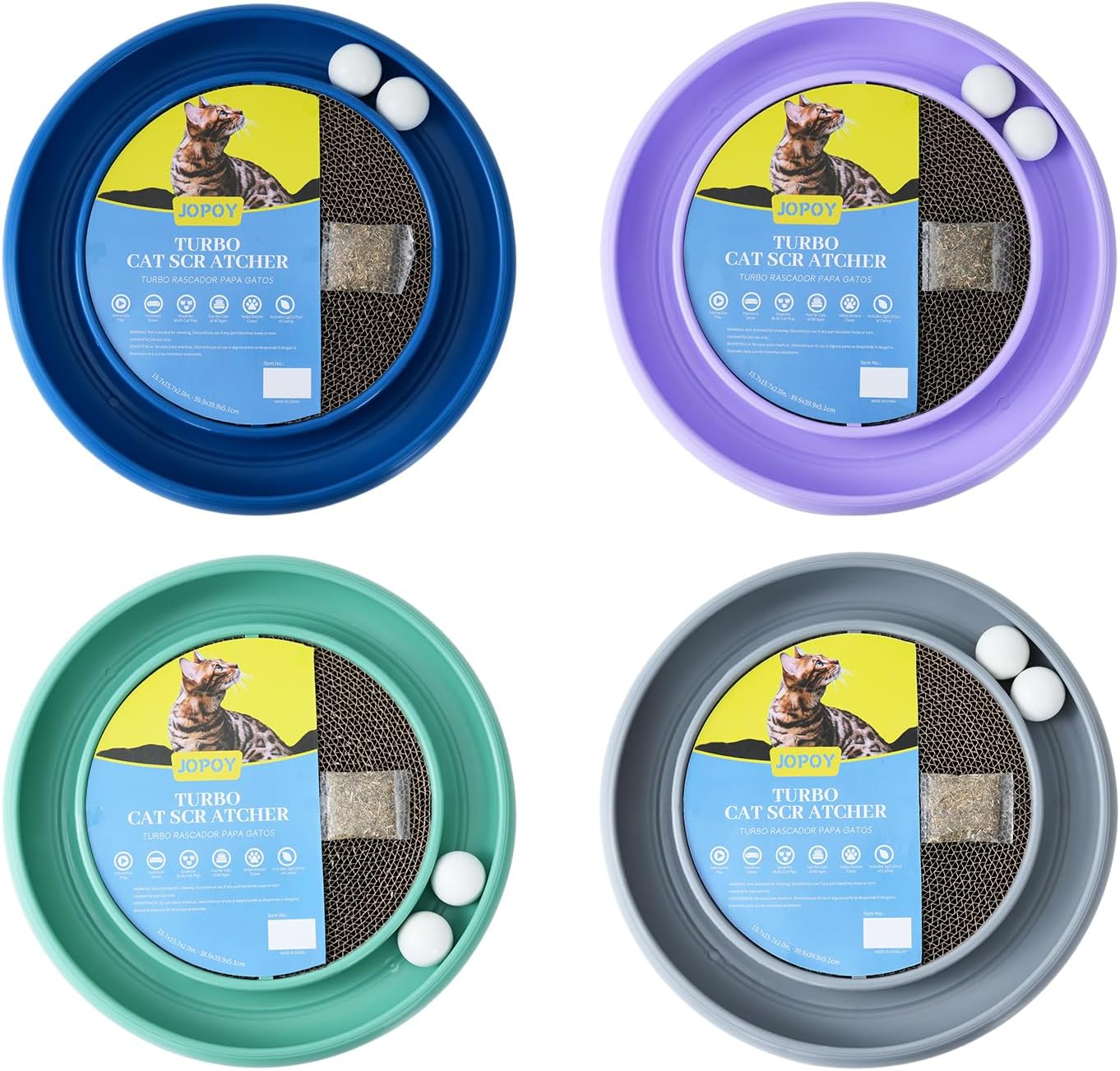 Interactive Cat Scratcher with Two Rotating Balls,Durable Scratch Pad for Indoor Play,Cardboard Cat Scratcher Pad with Cat Toy Ball Track and Catnip,2-in-1 Cat Toy (Grey)