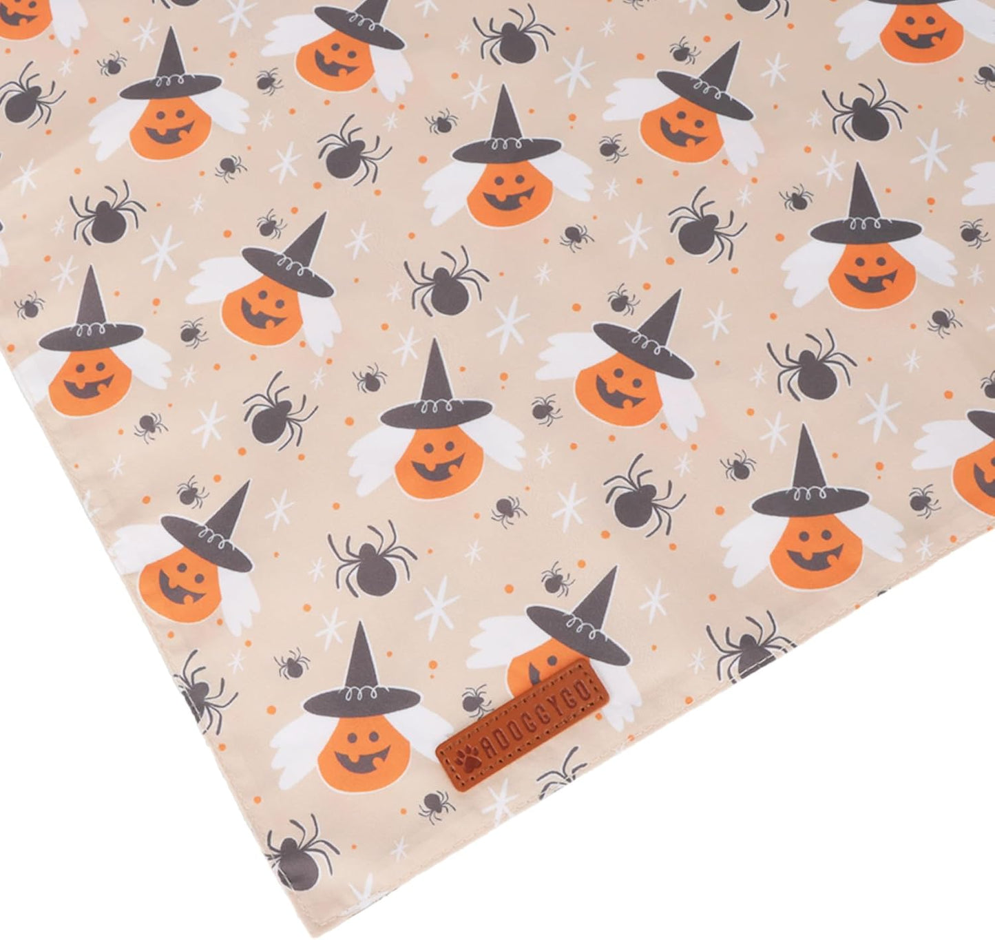 ADOGGYGO Halloween Dog Bandanas, Ghost Pumpkin Witch Scarf, Multi Size, Black Orange Halloween Bandanas for Medium Large Dogs Pets (Large)
