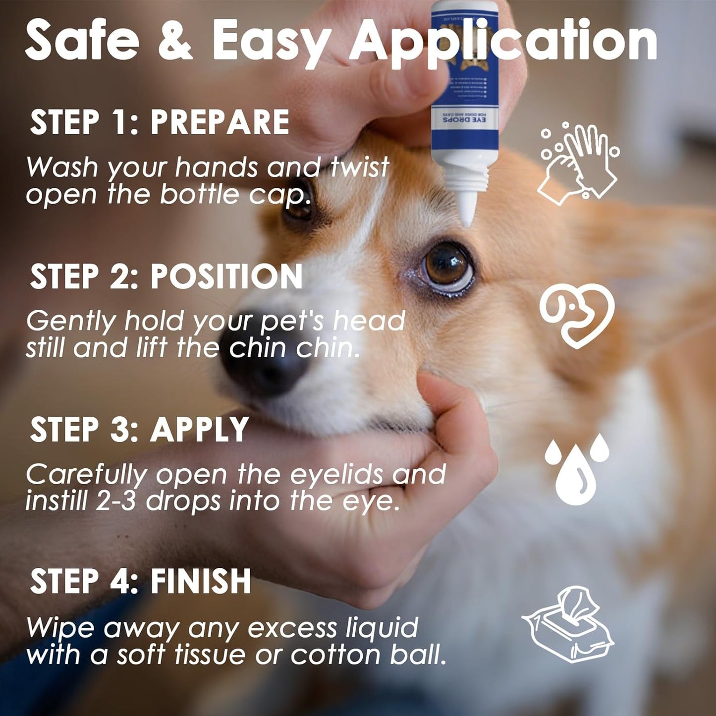 Dog Eye Drops, 2 x 50ml Gentle Eye Drops for Dogs & Cats with Honeysuckle Extract, Dog Eye Infection Treatment, All Natural Pet Tear Stain Remover for Dogs Eye Wash, Soothe Discomfort & Irritation