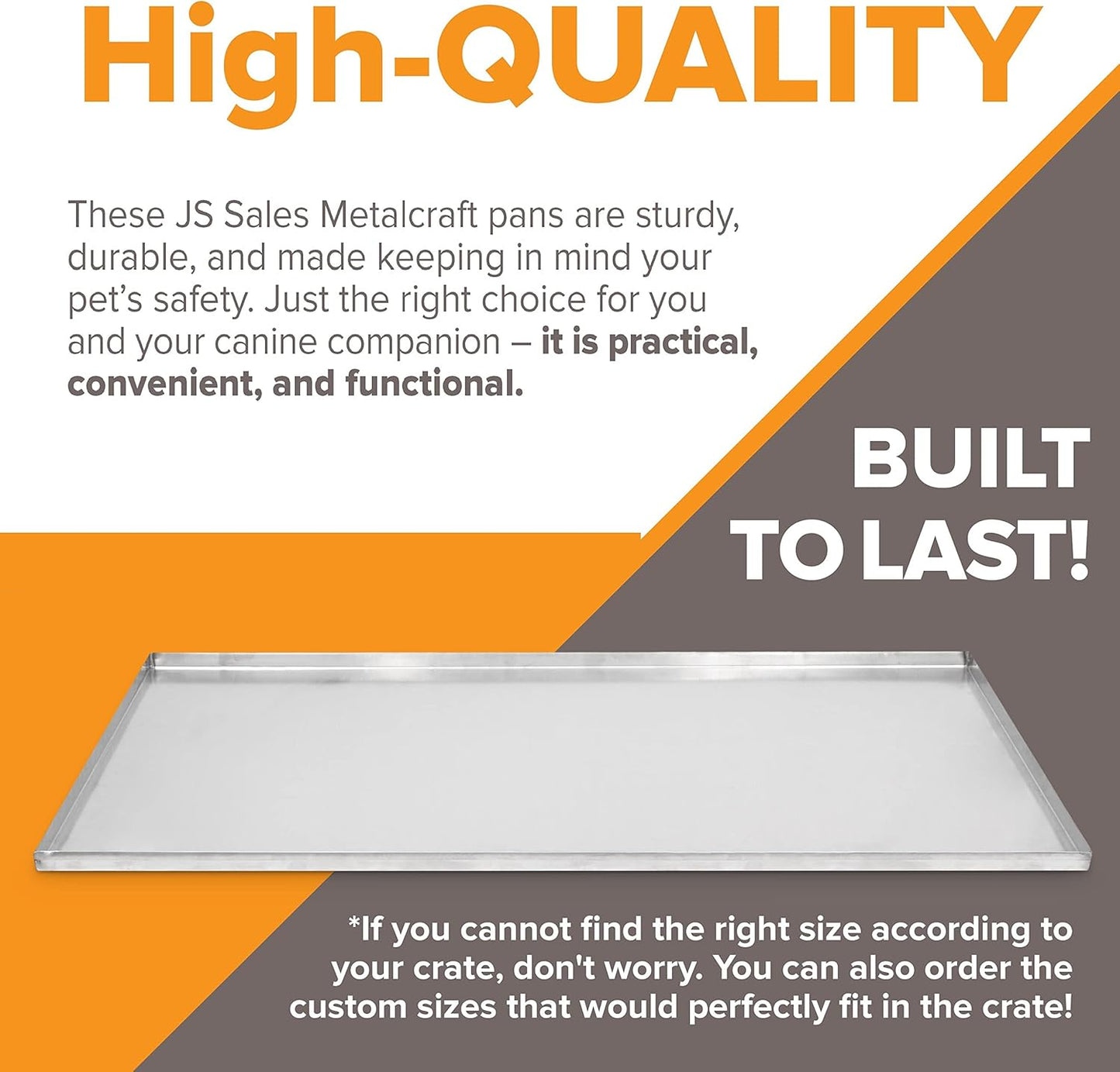 22.75" x 16.63" Metal Replacement Dog Crate Pan Chew Proof Crack Proof Pet Kennel Tray Central Dog Training Crate Pan Pet Supplies, Galvanized, 1" H