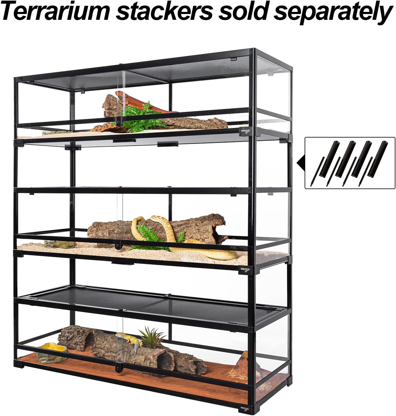 Large Reptile Tank 45 Gallon, 360°Full Vision Glass 48“ Long & 12” Low Reptile Terrarium with Top Mesh Lid for Tortoise Snake Ball Python