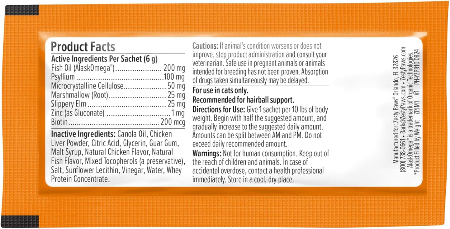 Zesty Paws Hairball Cat Mousse - Hairball Treats for Cats Digestive Support - Lickable Cat Vitamin Treats for Skin & Gut Health - Squeezeable Puree Tube for Furball Relief - Chicken 14ct