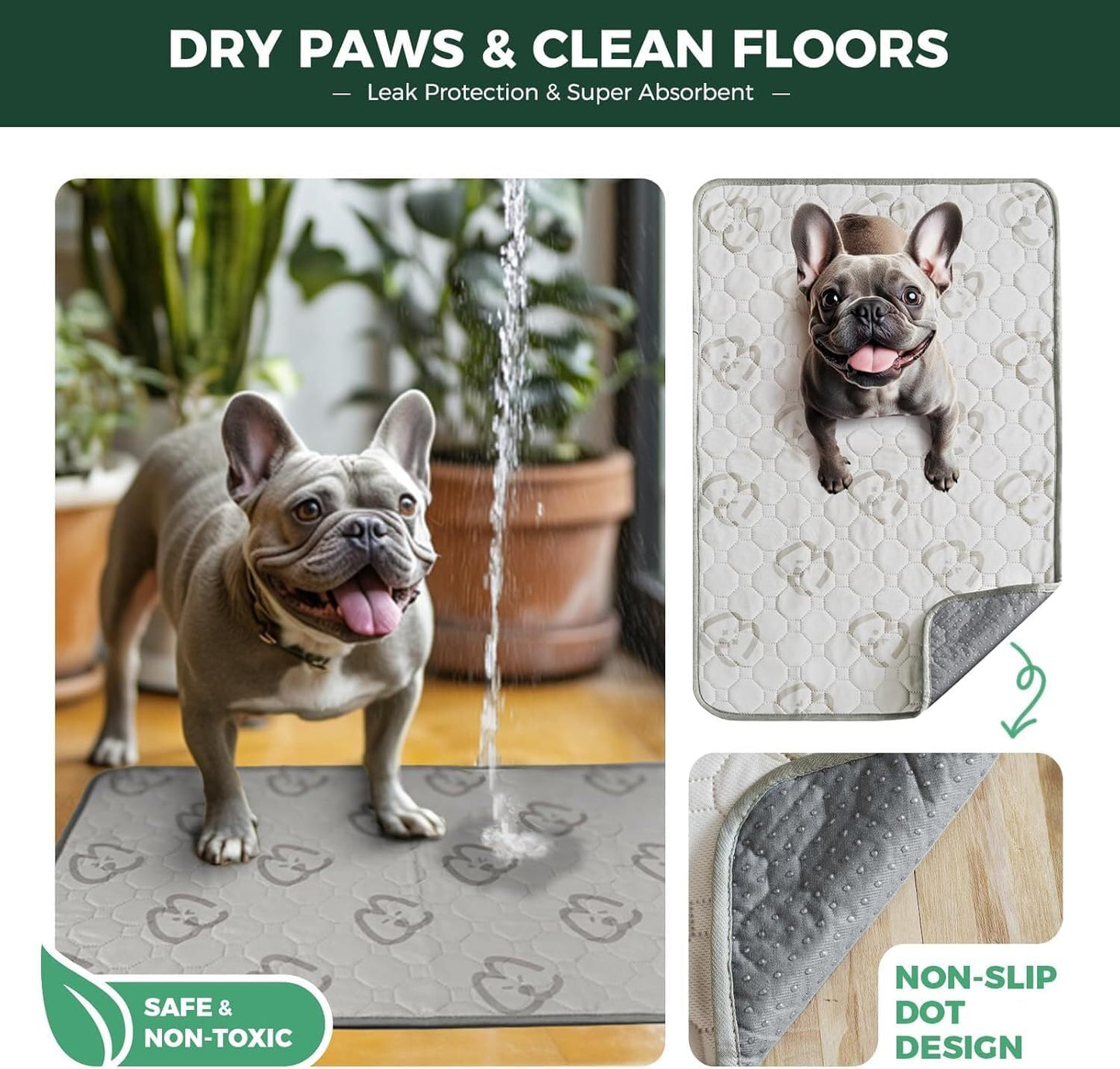 FXW Washable Pee Pads for Dogs, Puppy Pads with Super Absorbent, Specifically Designed for Whelping Box, 39" Round, Khaki, 2 Packs