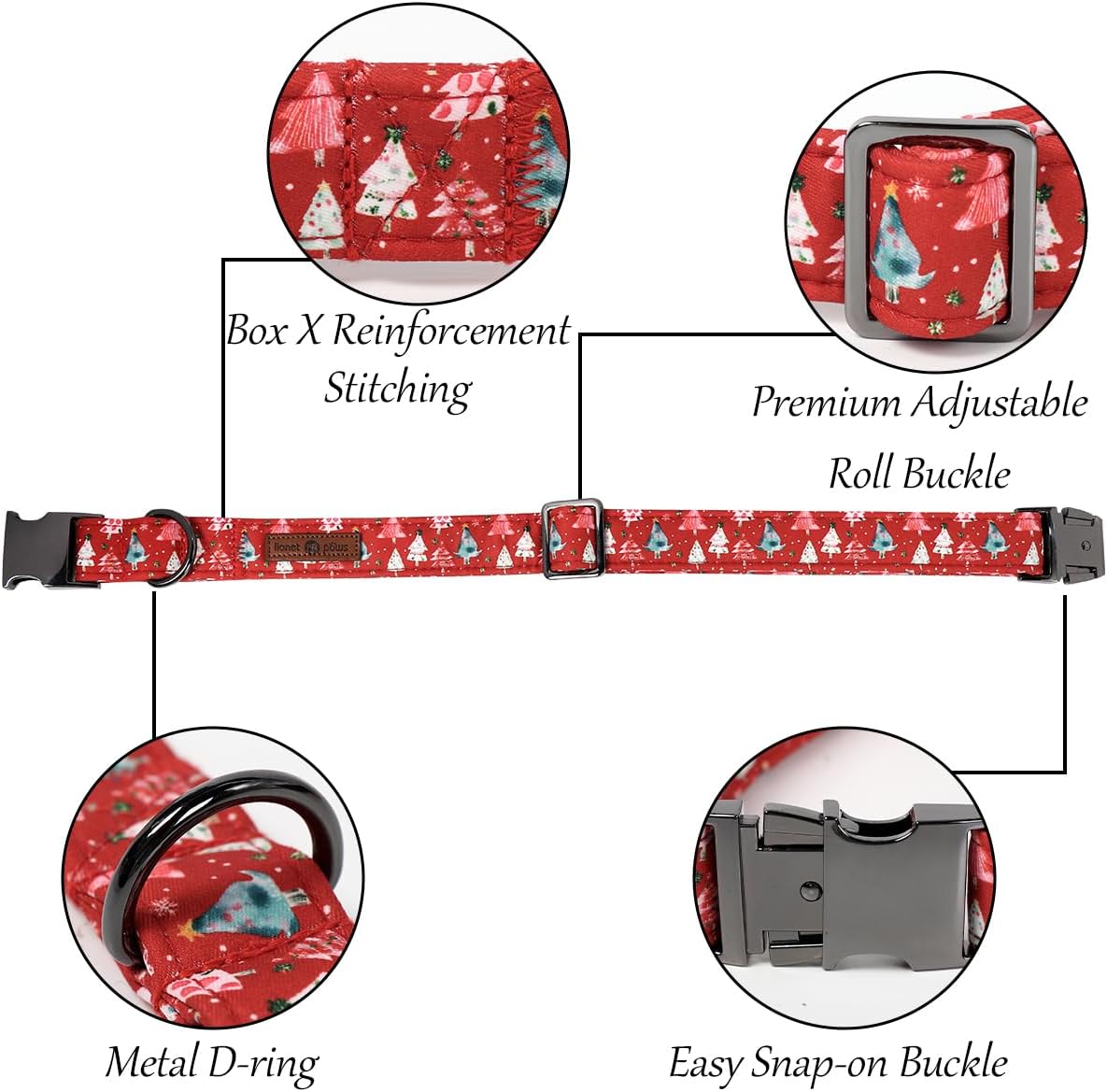 Lionet Paws Christmas Dog Collar with Bow tie,Cute Christmas Tree Red Dog Collar Bow Tie for Dogs and Cats Female, XS, Neck 8-12 inches