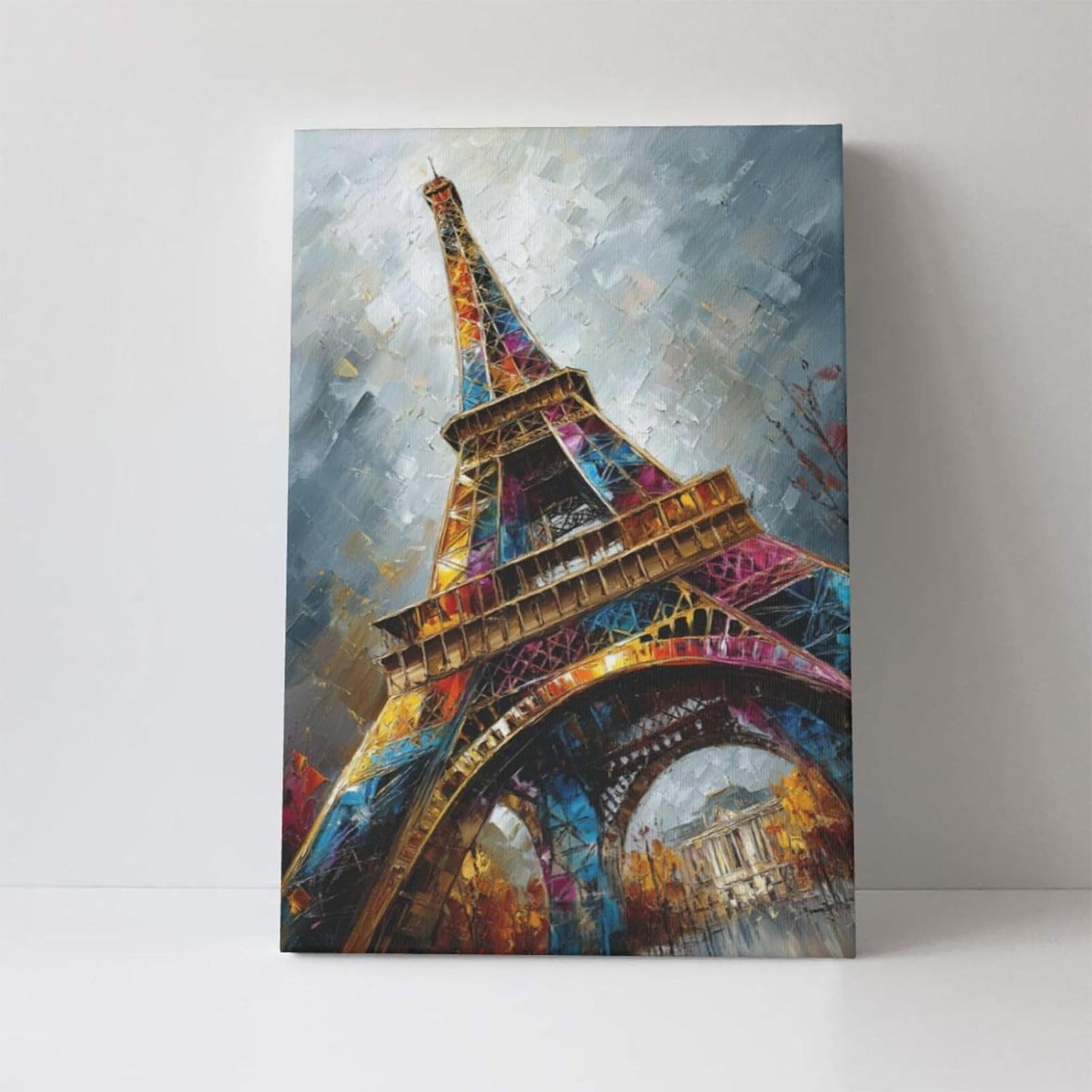 Paris Eiffel Tower Wall Art Paris Architecture Canvas Wall Decor Europe City Eiffel Tower Pictures Painting Print Artwork Framed Decorations Gifts for Living Room Bedroom Office 16"x24"