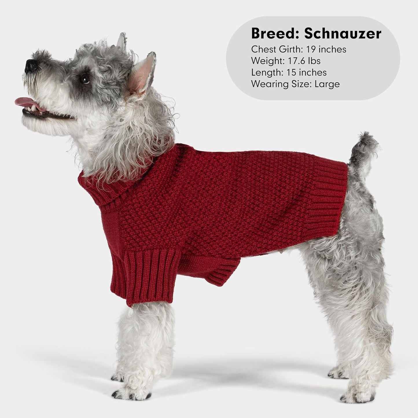 cyeollo Dog Sweater Turtleneck Soft Knitted Sweaters with Leash Hole Warm Cozy Dog Clothes for Large Dogs, Burgundy 2XL