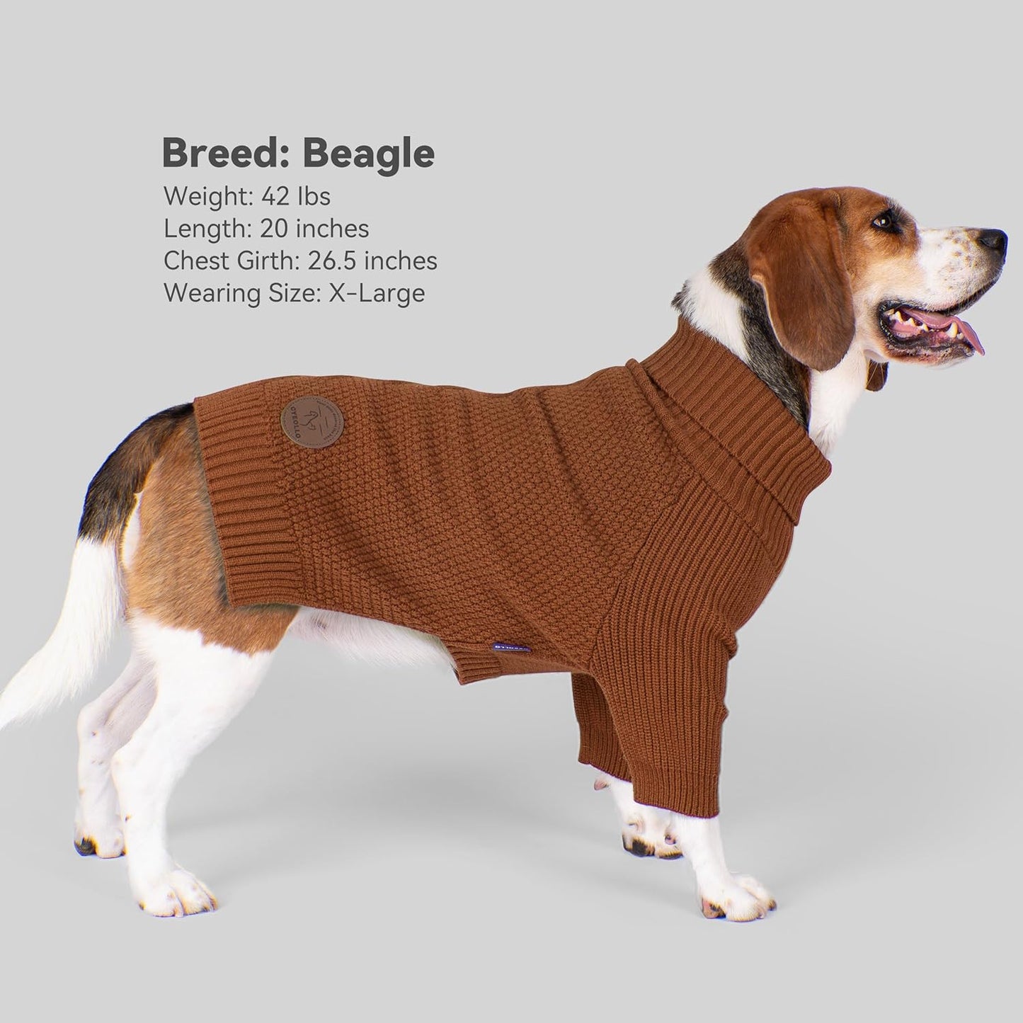 cyeollo 4XL Dog Sweater, Stretchable & Cozy Warm Dog Sweaters for Large Dogs Boy, Pullover Knit Fall Winter Sweatshirt Big Dogs Clothes, Doberman Great Dane Apparel, Brown XXXXL