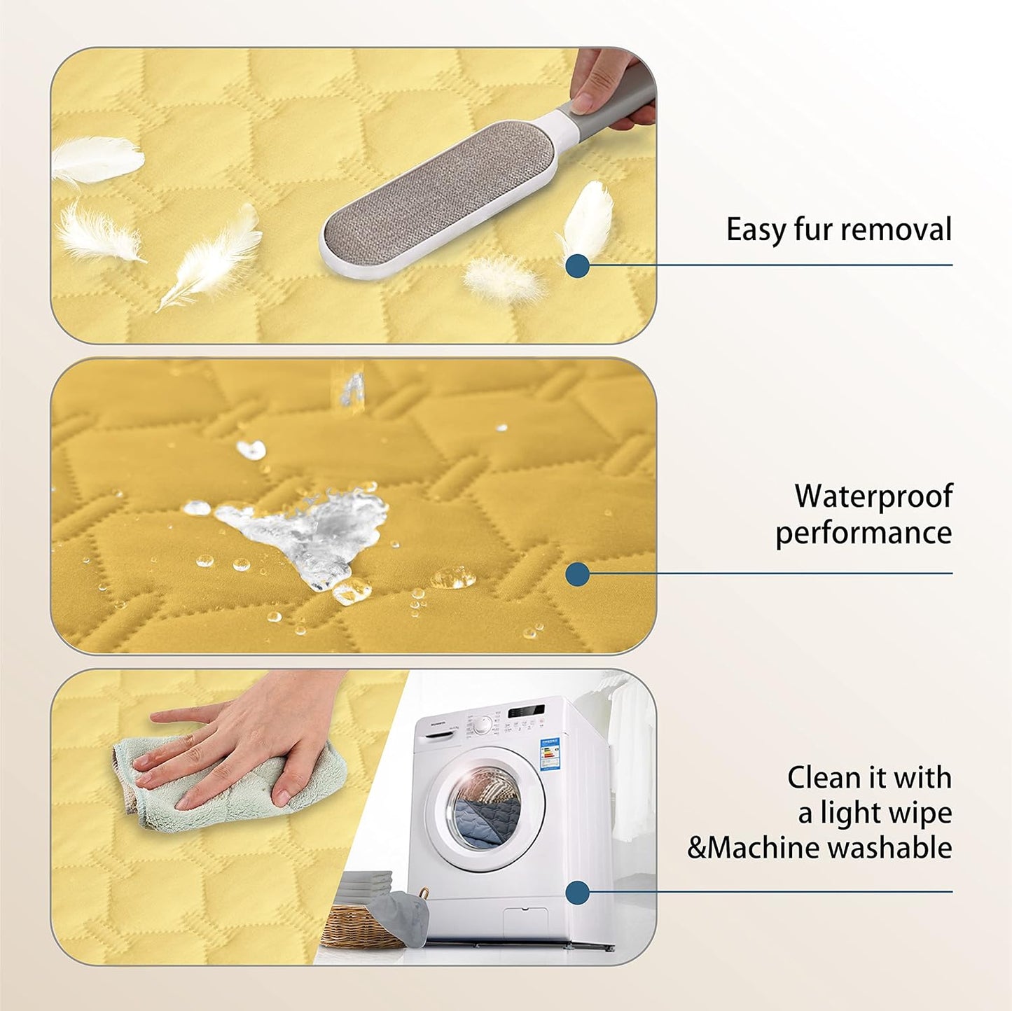 gogobunny 100% Double-Sided Waterproof Dog Bed Cover Pet Blanket Sofa Couch Furniture Protector for Puppy Large Dog Cat, Reversible (32x53 Inch (Pack of 1), Dark Yellow/Light Yellow)