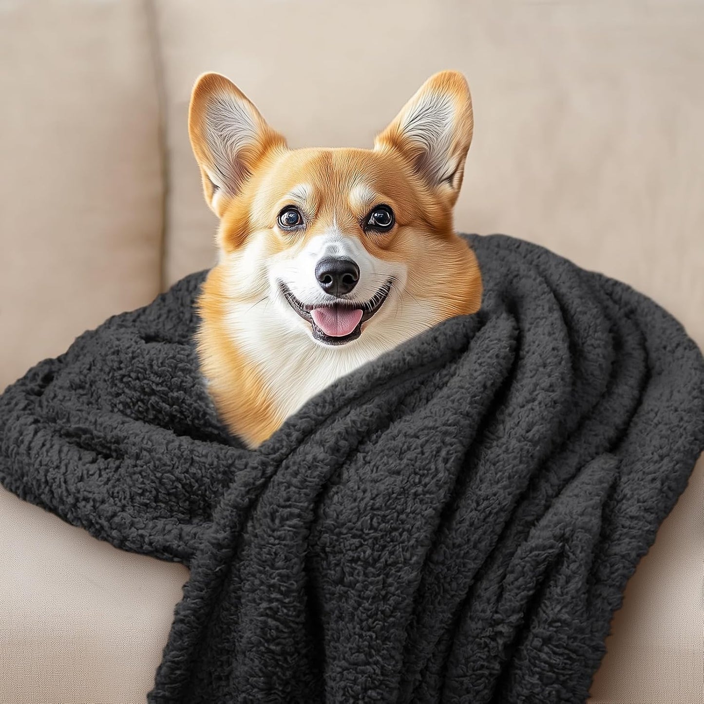 1 Pack 3 Calming Blankets Fluffy Premium Fleece Pet Blanket Soft Sherpa Throw for Dog Puppy Cat Black Medium (30“x20'')