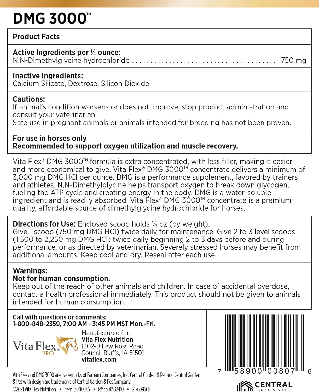 Pro DMG 3000 Horse DMG Concentrate, 4 Pounds, 128-Day Supply