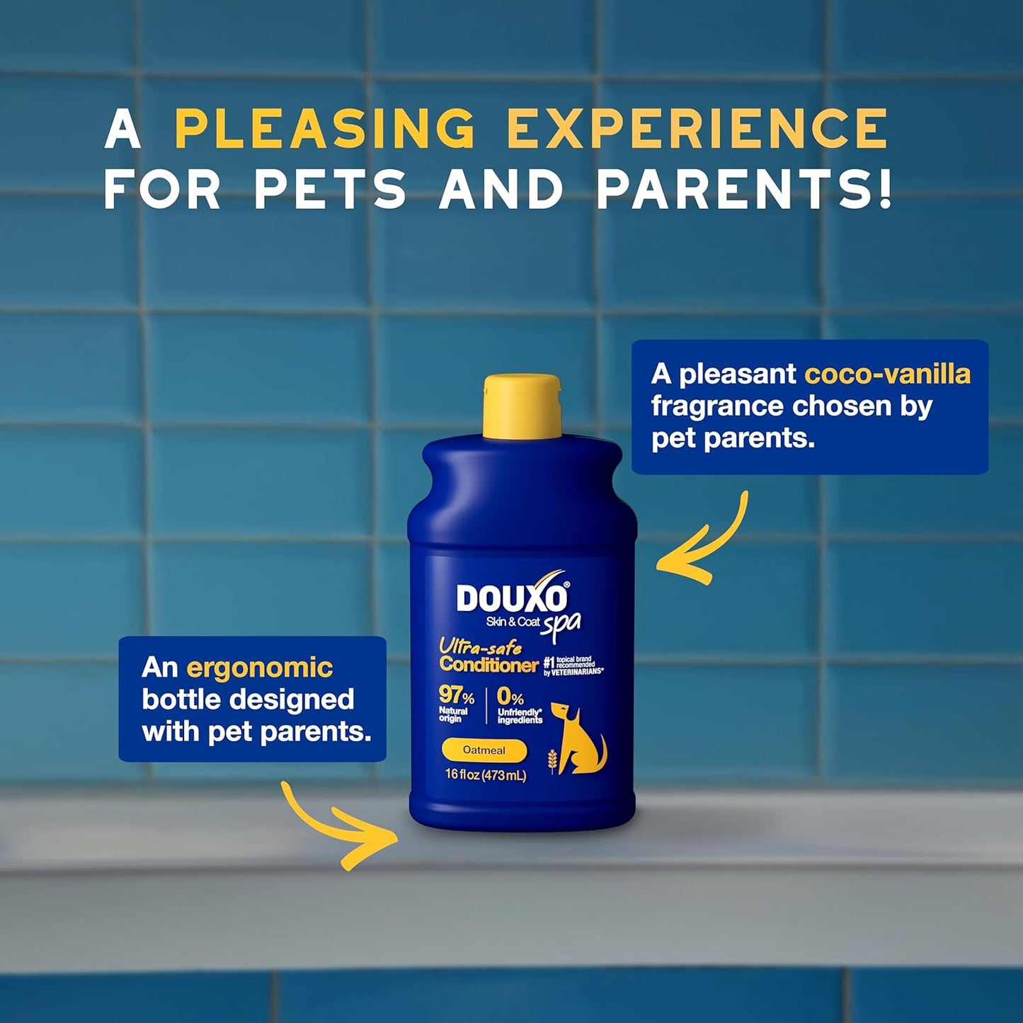 DOUXO® Skin & Coat SPA - Ultra-Safe Oatmeal Dog Conditioner, 16 fl oz, Safely Detangles, Moisturizes, Leaves The Coat Soft, Silky and Radiant, Skin-Friendly Formula