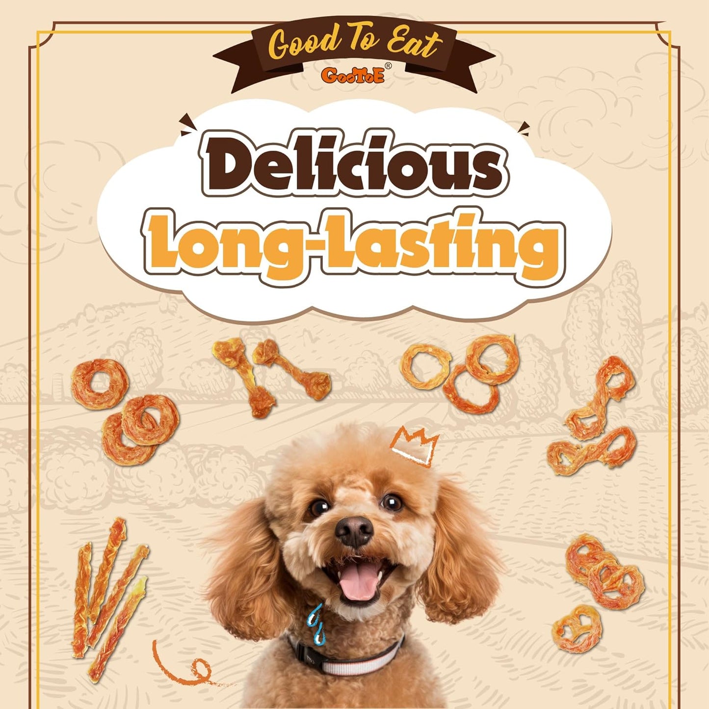 Gootoe Turkey Tendon Dog Treats, Ring (S) 6 Pieces per Pack, USA-Sourced Turkey Tendon, Natural Snack, Premium Puppy Chews, Hypoallergenic, Reseal Value Bags, Size for Small Dogs (Pack of 2)