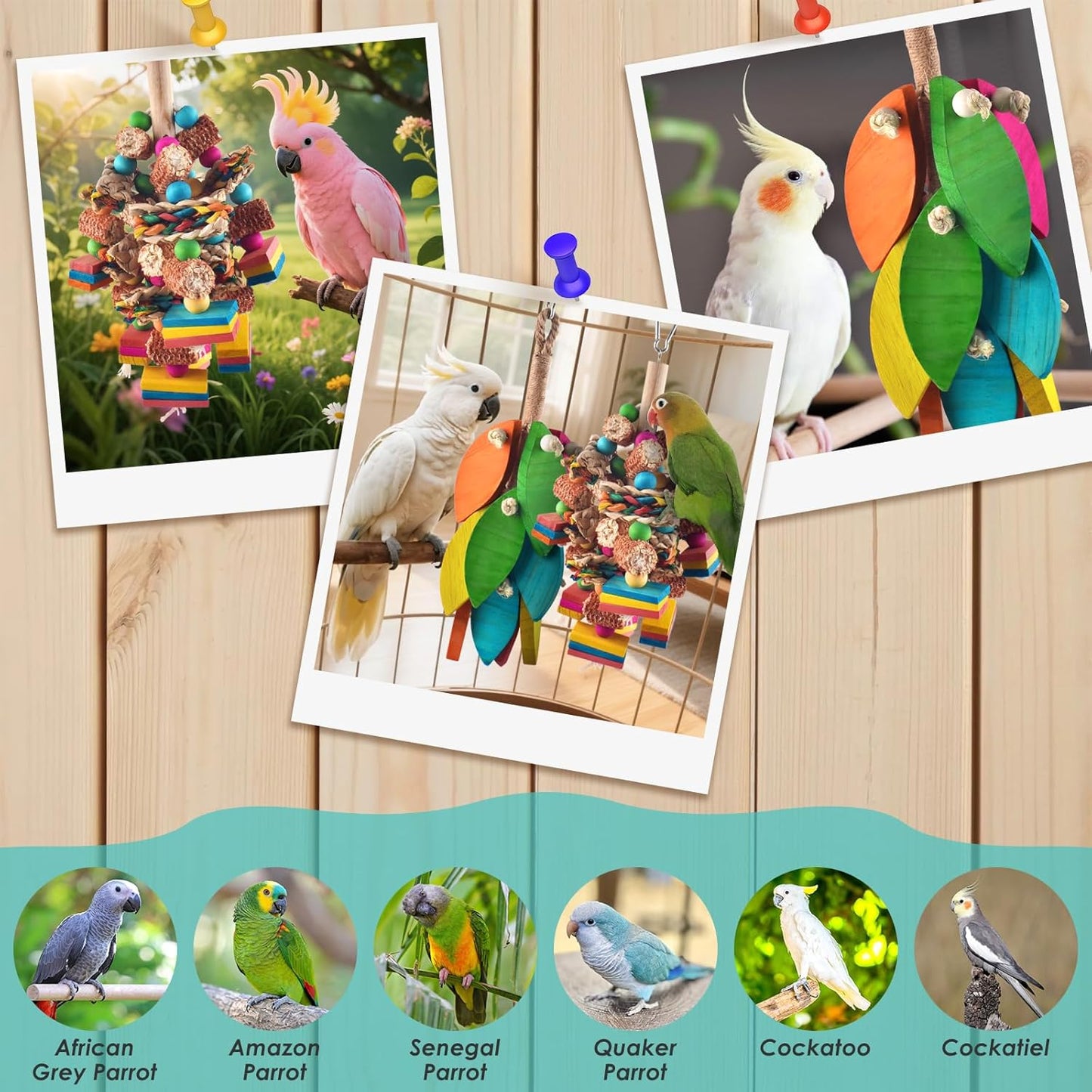 2 Pcs Large Bird Toys, Natural Corn Cob Parrot Chew Toy, Multicolored Leaf-Shaped Chewing Wood Blocks for Large and Medium-Sized Macaws, Cockatoos, Amazon Parrots, African Grey