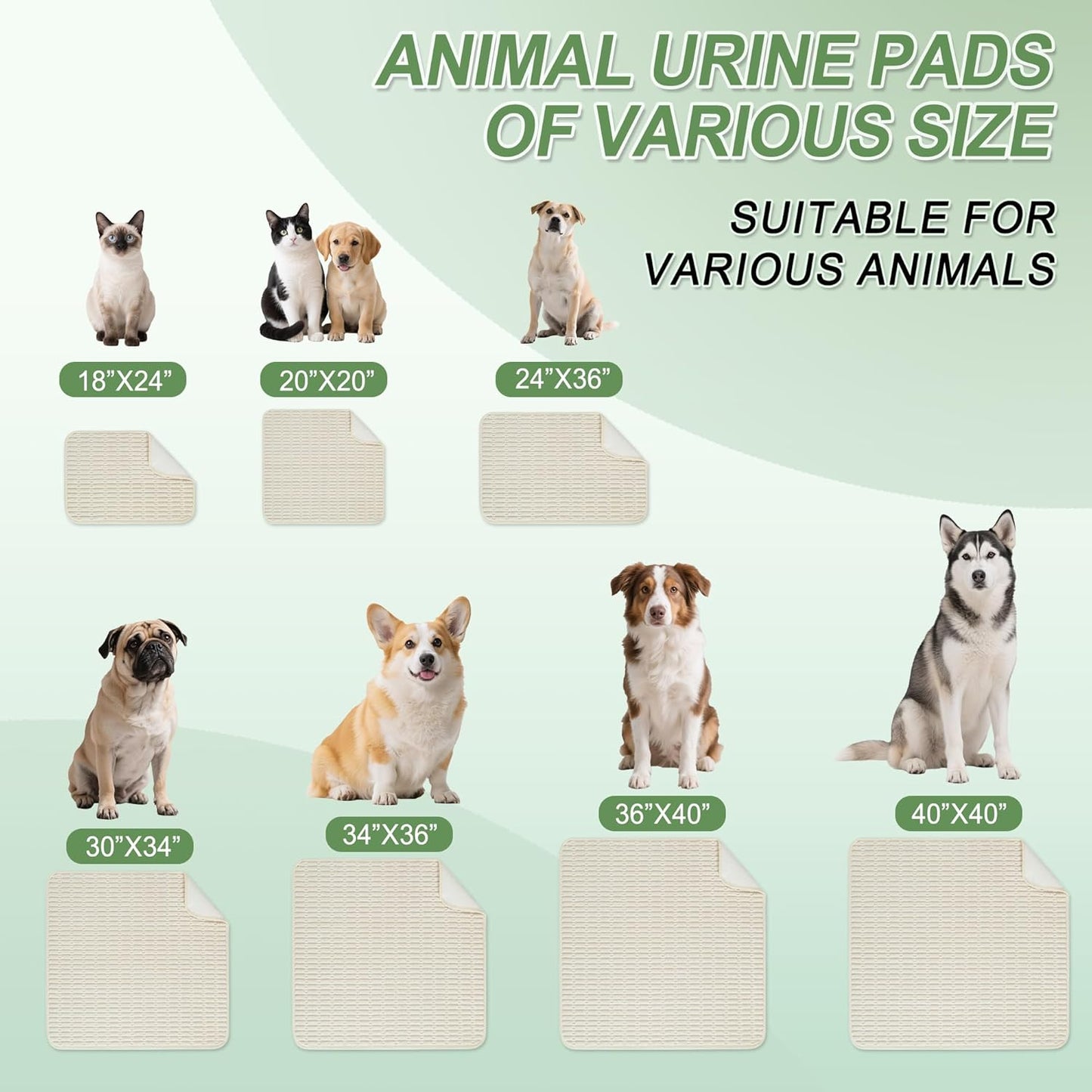 Washable Pee Pads for Dogs, 2 Pack Reusable Puppy Pads Dog Pads, Non-Slip Dog Pee Pads, Leakproof Pet Pee Pads Wee Wee Pads for Dogs. (Cream White, 40"x40"(Pack of 2))