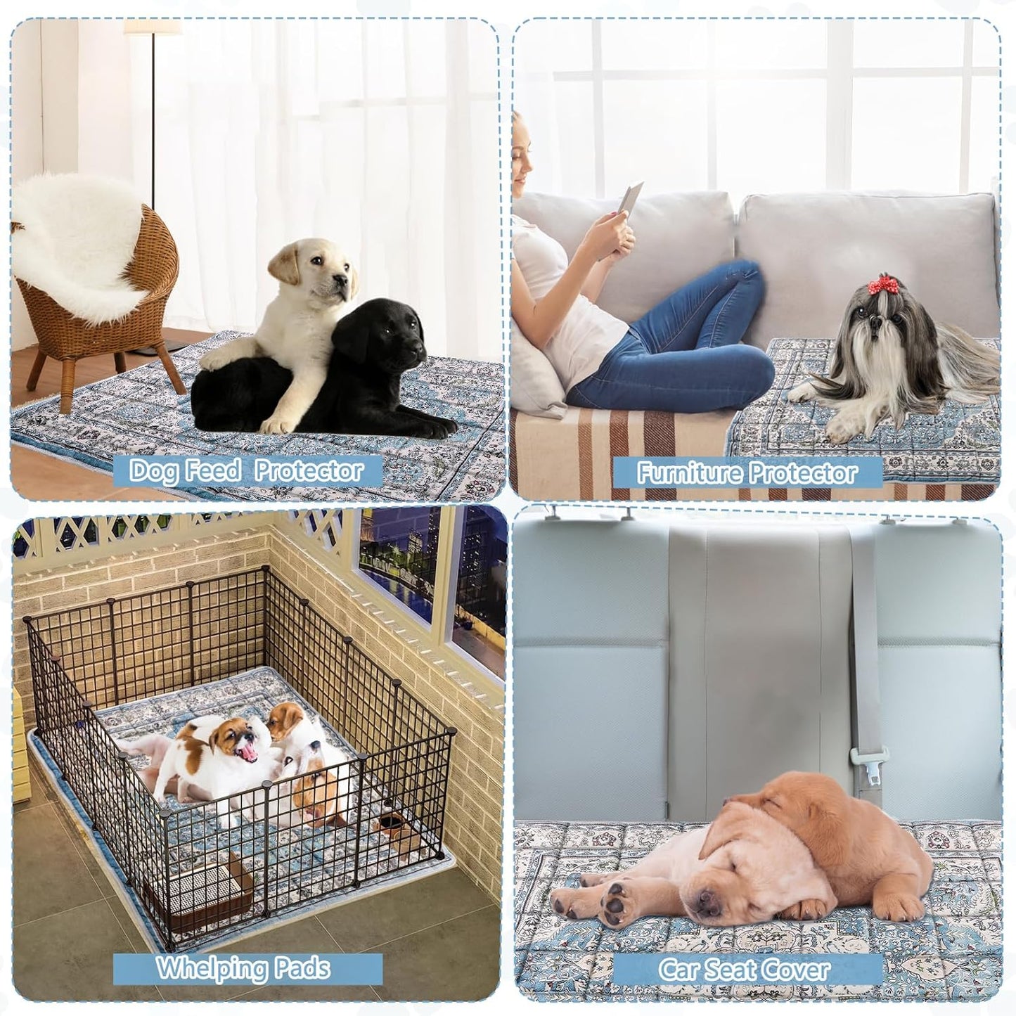 Washable Thickened Pee Pads for Dogs, 2 Pack (36"x42") Upgrade Reusable Puppy Pads with Non-Slip Rug, Super Absorbent Leakproof Puppy Training & Whelping Pads for Dogs, Doggie