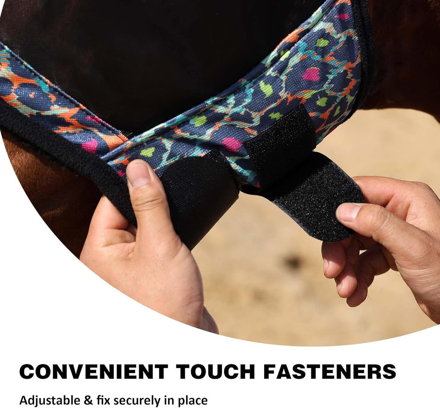 Harrison Howard Pro LumiVista Horse Half Face Fly Mask Large Eye Space with Ears UV Protection for Horse Iridescent Prints L