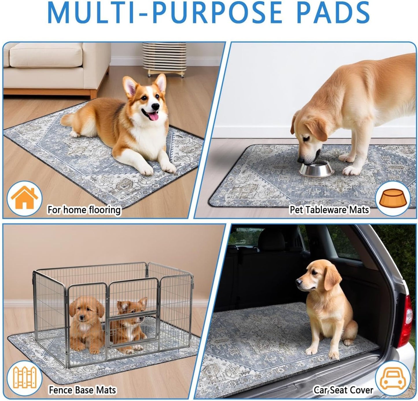Washable Pee Pads for Dogs 2 Pack, Absorbent Reusable Puppy Pads Waterproof, Leakproof & Non-Slip Whelping Pad, Potty Training Pads for Dogs Playpen Mat 24x36