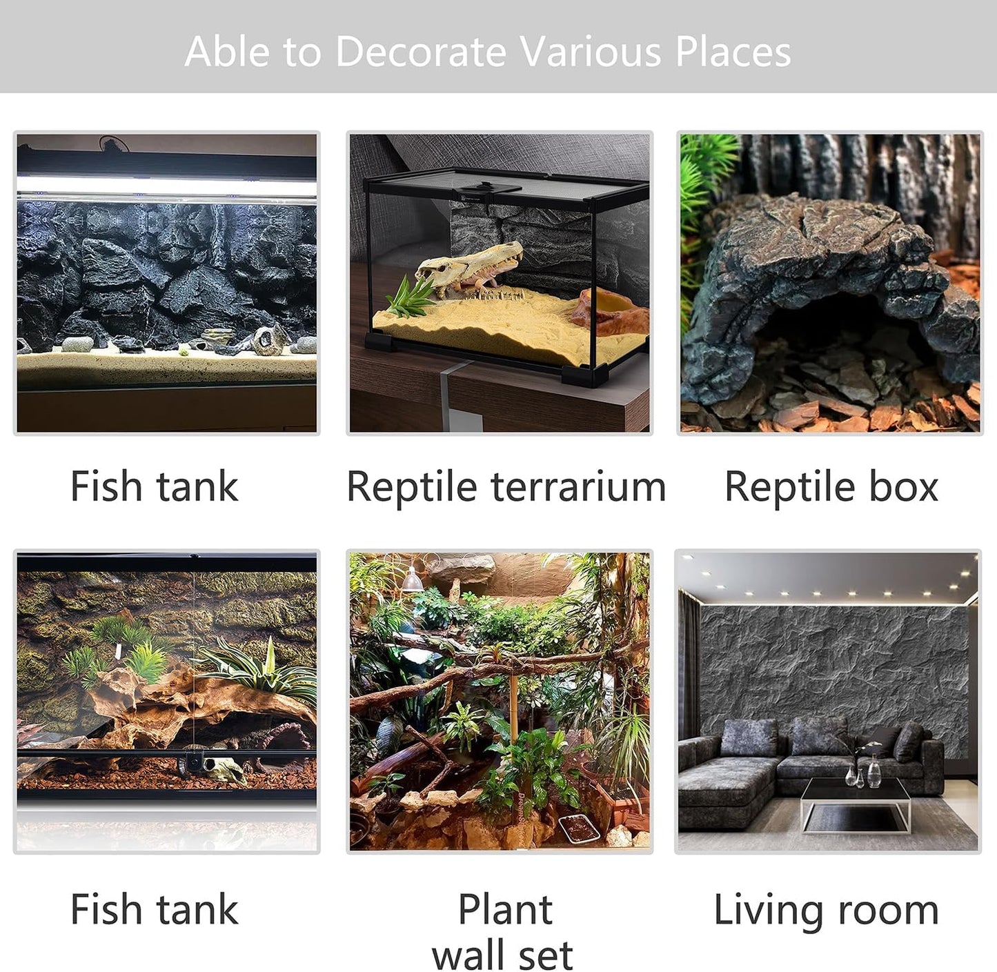 4pcs Rock Terrarium Background,3D Reptile Tank Background Board,Amphibian Stereo Backdrop Wall,Lizard Snake Gecko Spider Chameleon Turtle Fish pet silo Background Decorative Panel