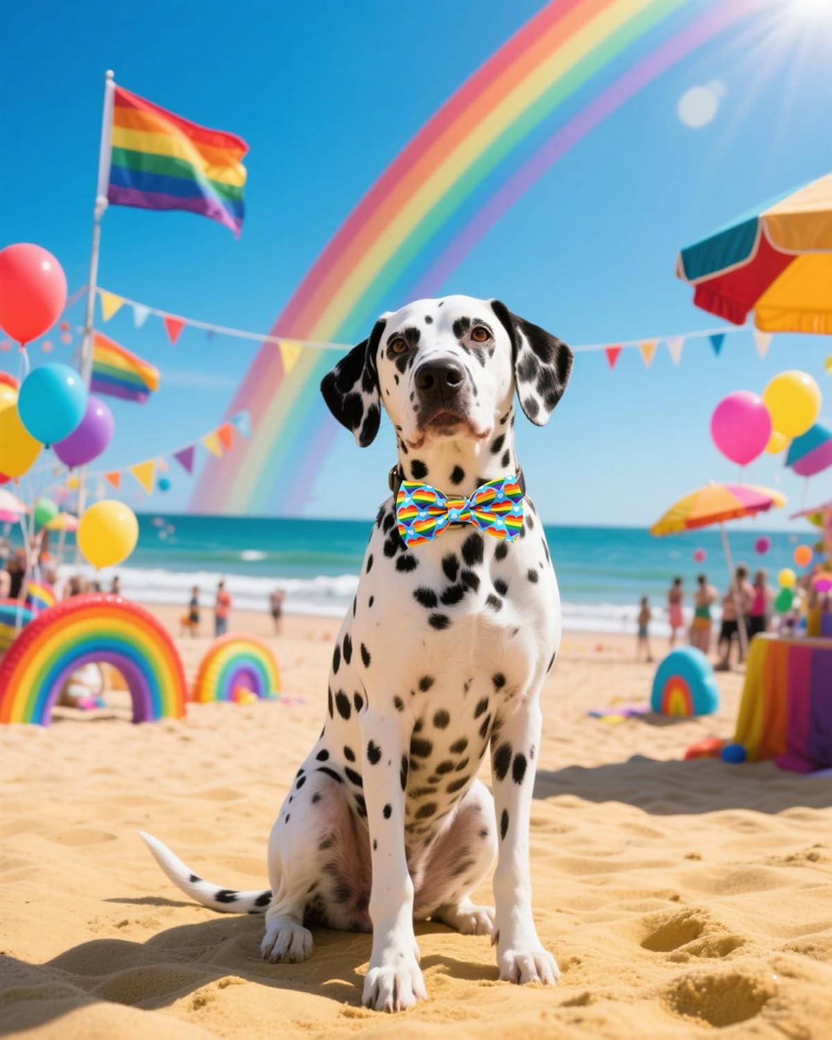 PET SHOW 10 Pack Pride Month Big Dog Bow Ties for Large Medium Dogs Sliding Collar Attachments Rainbow Bowties LGBT Bowknots Party Holiday Pet Grooming Accessories(Large)