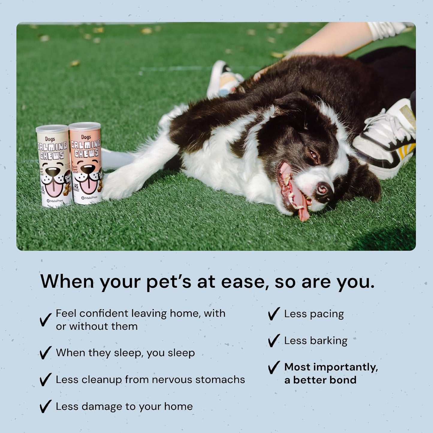 MalsiPree Calming Chews for Dogs - 145 pcs Chicken - Helps Regulate Mood - Relief Treats - No Sedative Effect - Freeze Dried - with Passion Flower & Melatonin