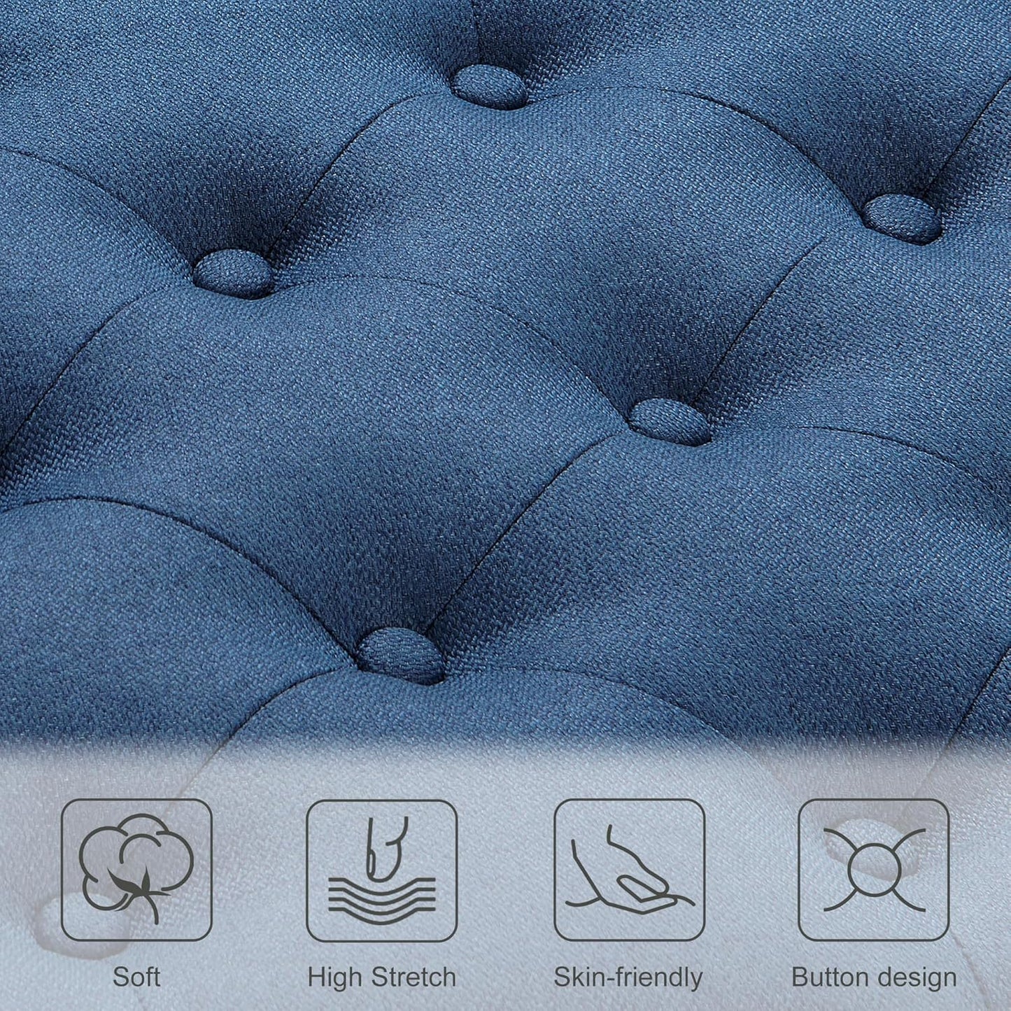 Ottoman with Storage,50.2-inch Upholstered End of Bed Storage Bench for Bedroom,for The Living Room,for Entryway, with Tray & Button and Safety Hinges,Detachable (Blue)