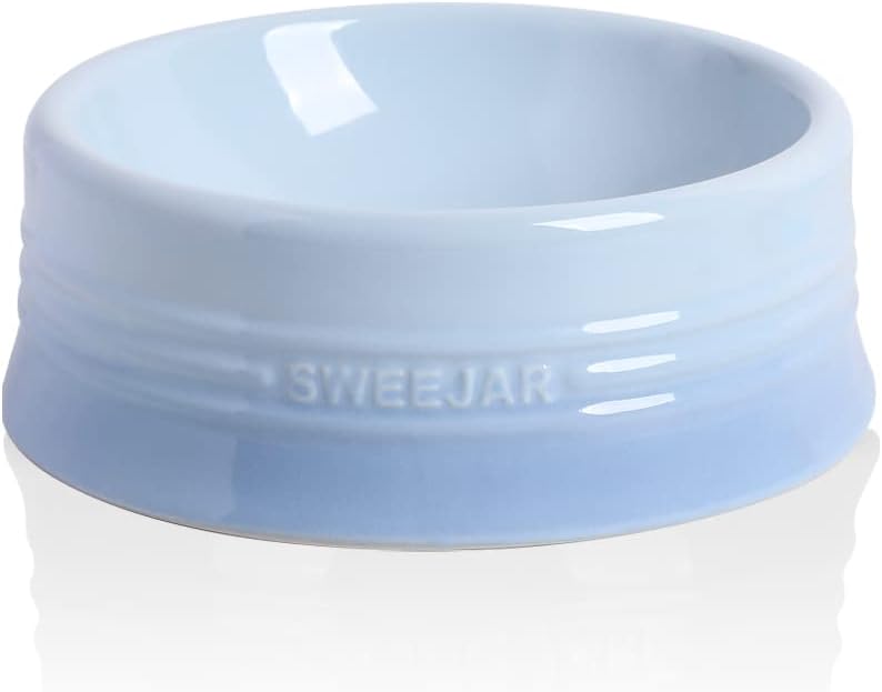 Sweejar Gradient Dog Bowl, Ceramic Dog Food Dish for Large Dogs and Large Cat, Porcelain Pet Bowl for Food and Water 32 oz (Gradient Light Blue)