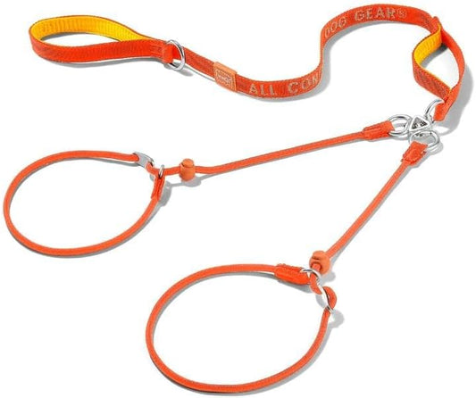 Howgo Double Slip Leash Slip Lead with Two Handles| Dual Dog Slip Lead for 2 Dogs,360° Swivel No Tangle | Dog Training Collar | Double Clip Leash Coupler and Splitter (Orange, 6FT)