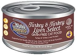 NutriSource Grain Free Turkey & Turkey Liver Select Canned Cat Food 12/5.5oz