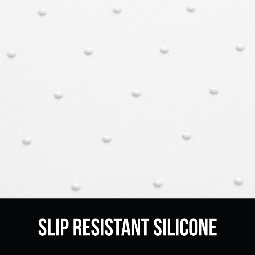 GORILLA GRIP 100% Waterproof Raised Edge BPA Free Silicone Pet Feeding Mat, Dog Cat Food Mats Contain Spills Protects Floors, Placemats for Cats and Dogs Water Bowl, Pets Accessories 23x15 White