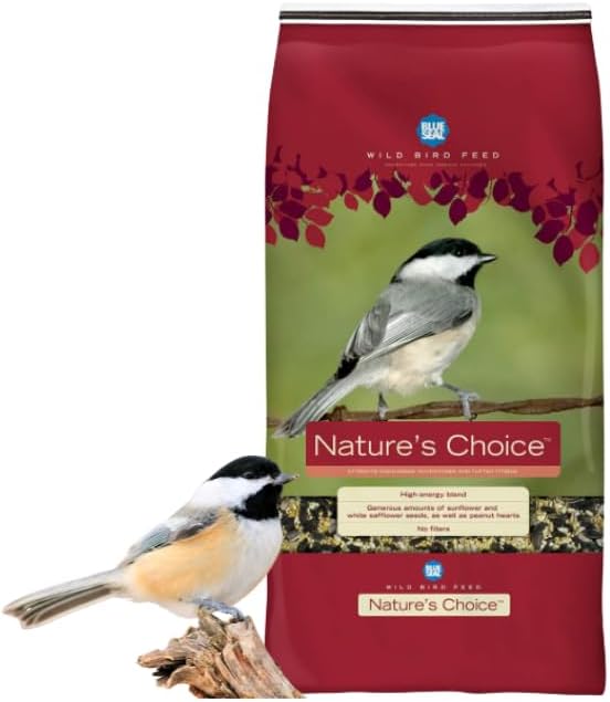 Blue Seal Song Nature's Choice Wild Bird Seed | High Energy Mix, No Filler | Sunflower and White Safflower Seeds | Attracts Variety of Wild Outside Birds | Shell-Free Mix | Made in USA | 8 Pound Bag