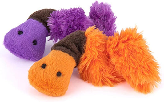 P.L.A.Y. Cute Cat Toys - Feline Frenzy Animal Critter Themed Catnip Filled Toy, Great for Adult Cats and Kittens - Machine Washable, Recycled Materials, Crinkles, Bungees (Wiggly Wormies, Set of 2)