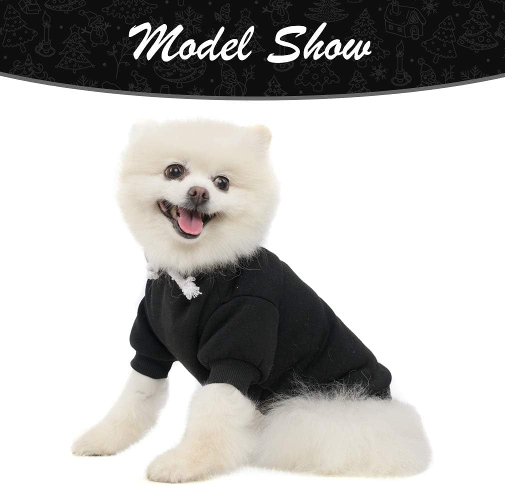 KOOLTAIL Basic Dog Hoodie - Soft and Warm Dog Hoodie Sweater with Leash Hole and Pocket, Dog Winter Coat, Cold Weather Clothes Sweatshirt for Small Medium Large Dogs Puppy Cat Boys Girls Black SM