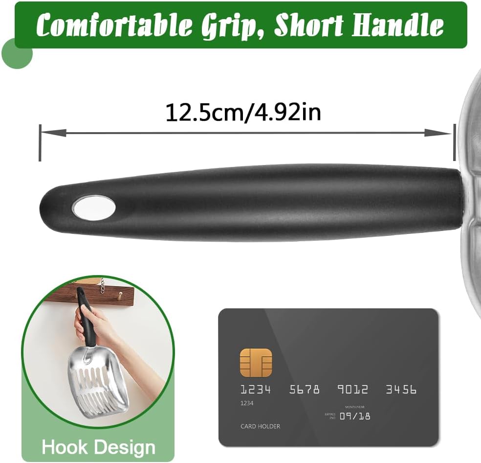 Cat Litter Scoop -Metal Cat Litter Scoop-Sturdy Mesh Scooper - Mesh Shovel-Easy to Clean - Suitable for Cat Litter Box -Black